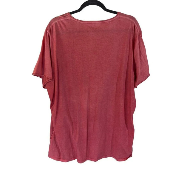 Guess Women’s Light Pink V Neck T Shirt Plus Size XXL Basic Plain Short Sleeves - Picture 2 of 6